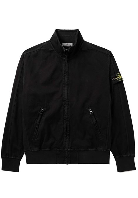 panama cotton old effect track jacket man black STONE ISLAND | K2S15 6100056 S0184V0129